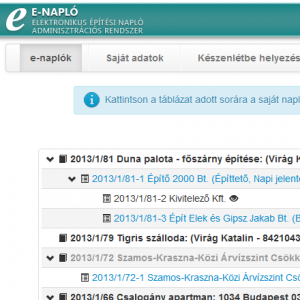 építési napló készenlétbe helyezés
